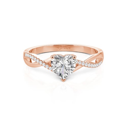 Jeulia Twist Heart Cut Sterling Silver Ring