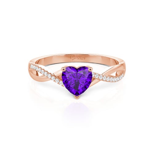 Jeulia Twist Heart Cut Sterling Silver Ring