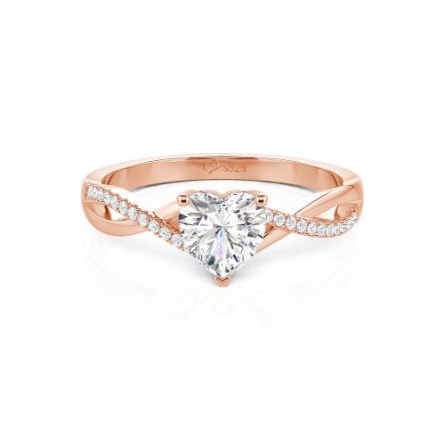 Jeulia Twist Heart Cut Sterling Silver Ring