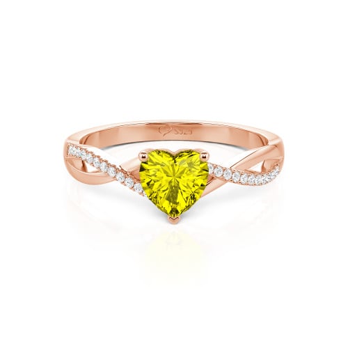 Jeulia Twist Heart Cut Sterling Silver Ring