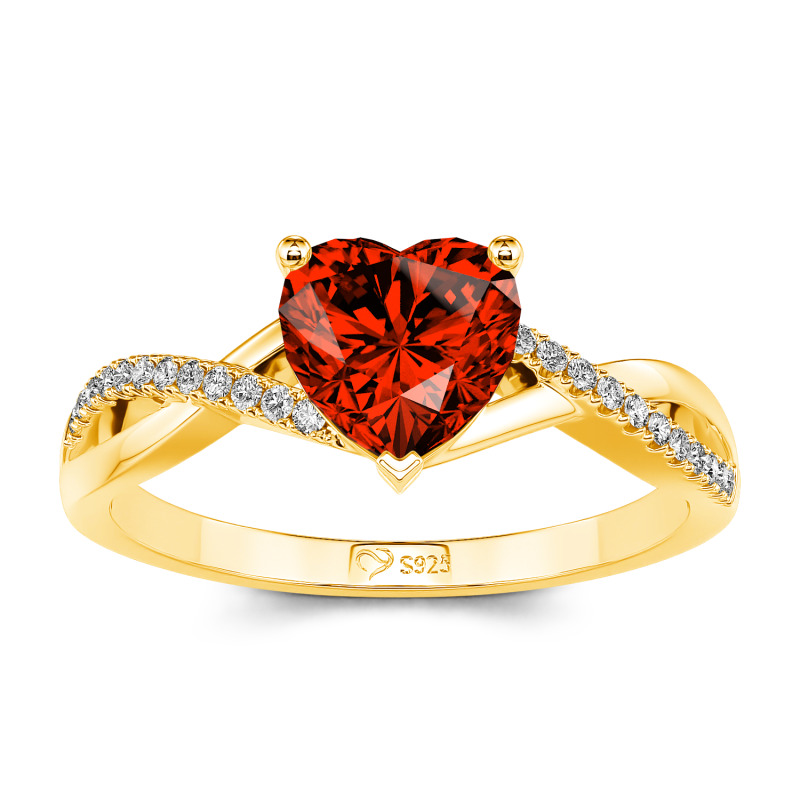 Jeulia Twist Heart Cut Sterling Silver Ring