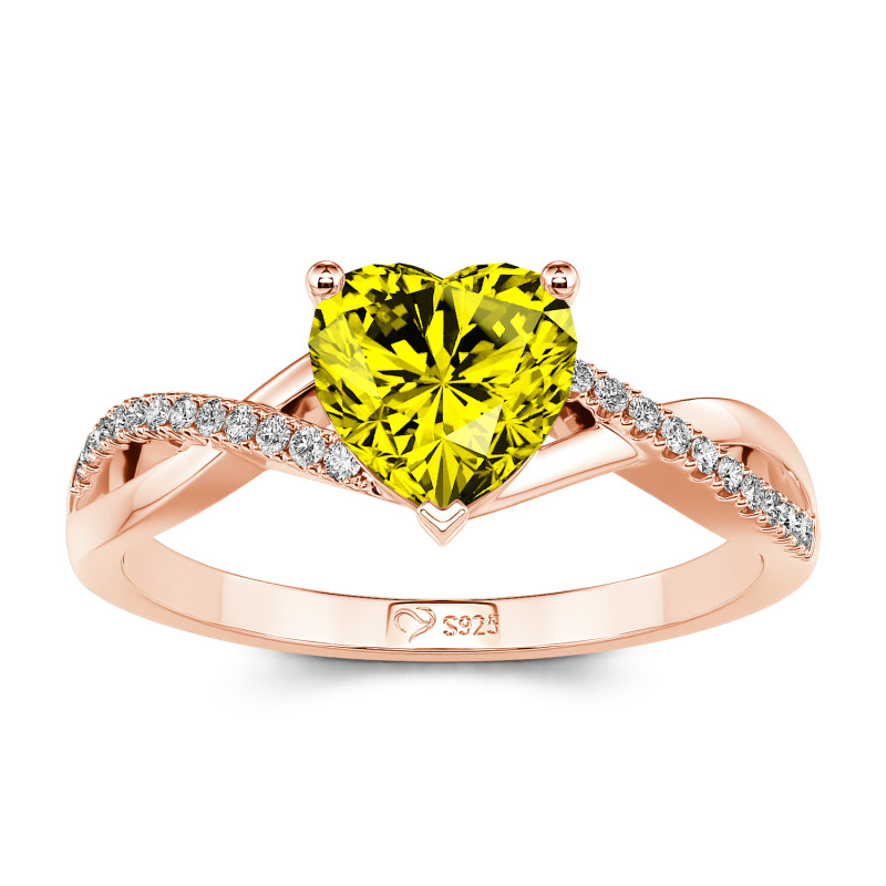 Jeulia Twist Heart Cut Sterling Silver Ring