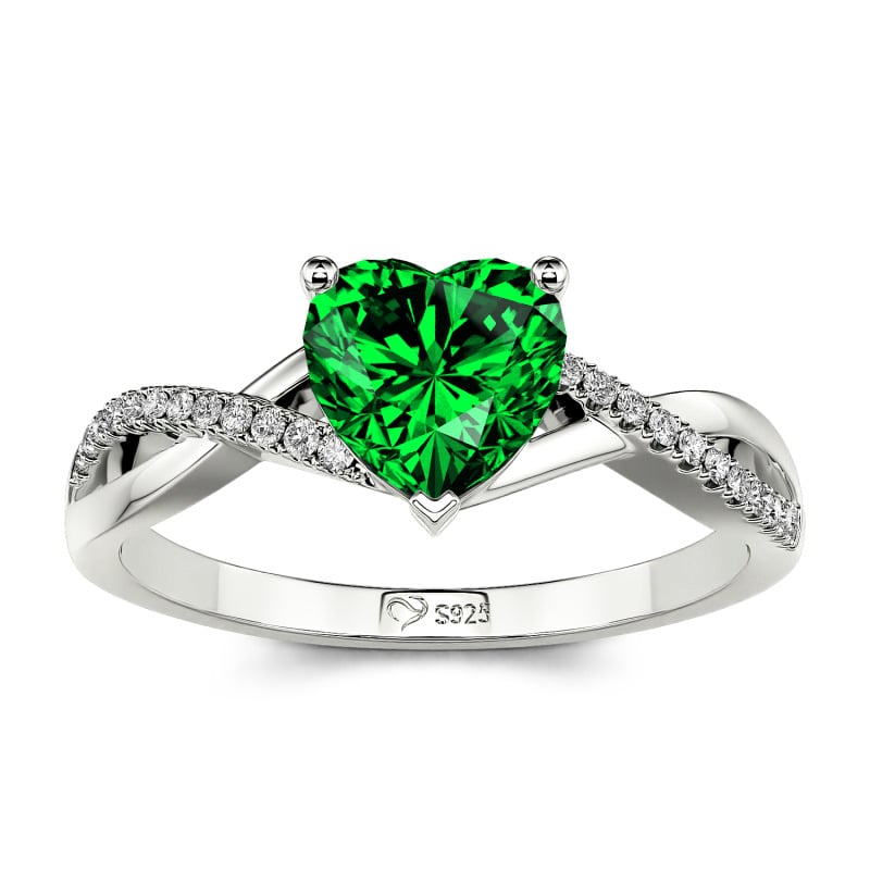 Jeulia Twist Heart Cut Sterling Silver Ring