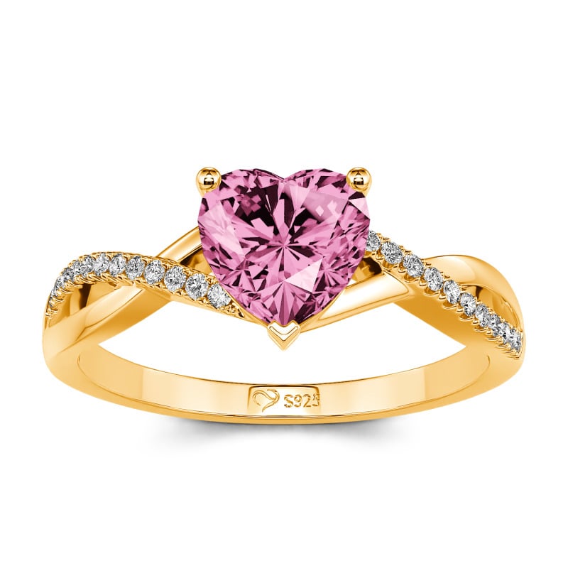 Jeulia Anillo Personalizado de Plata de Ley con Corte de Corazón y Diseño de Torsión