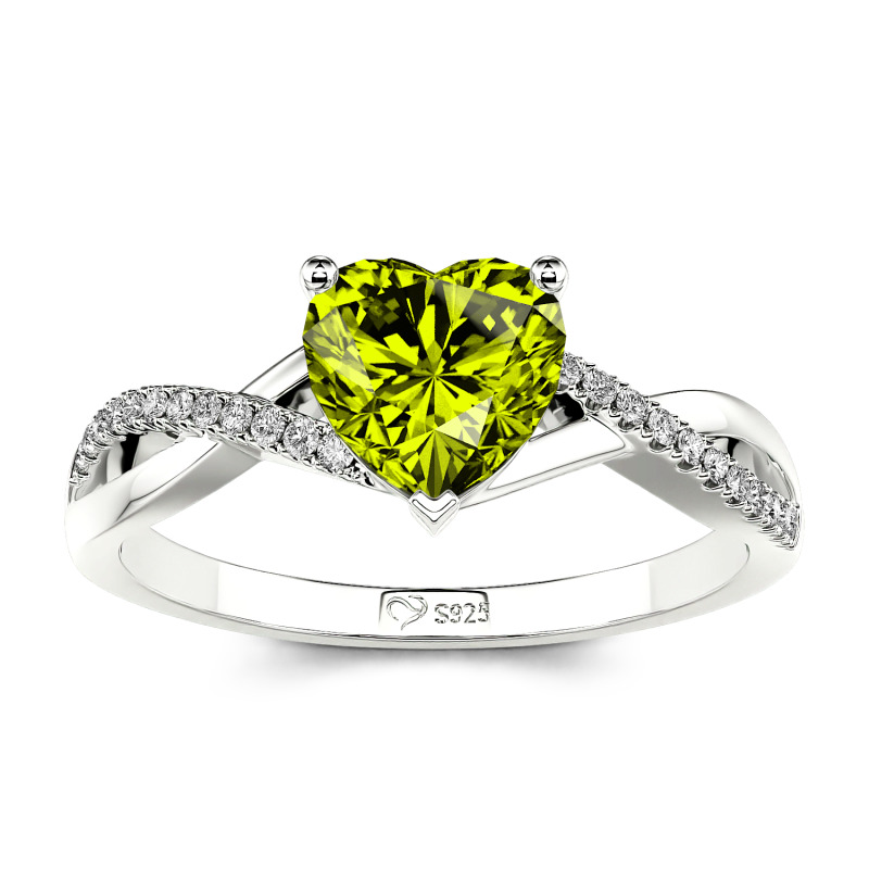 Jeulia Twist Heart Cut Sterling Silver Ring