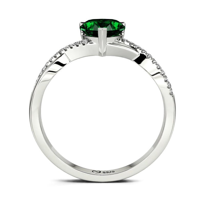 Jeulia Twist Heart Cut Sterling Silver Ring