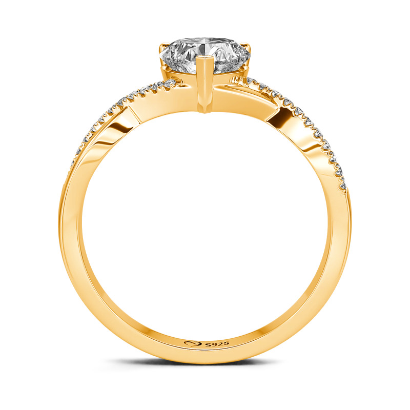 Jeulia Twist Heart Cut Sterling Silver Ring