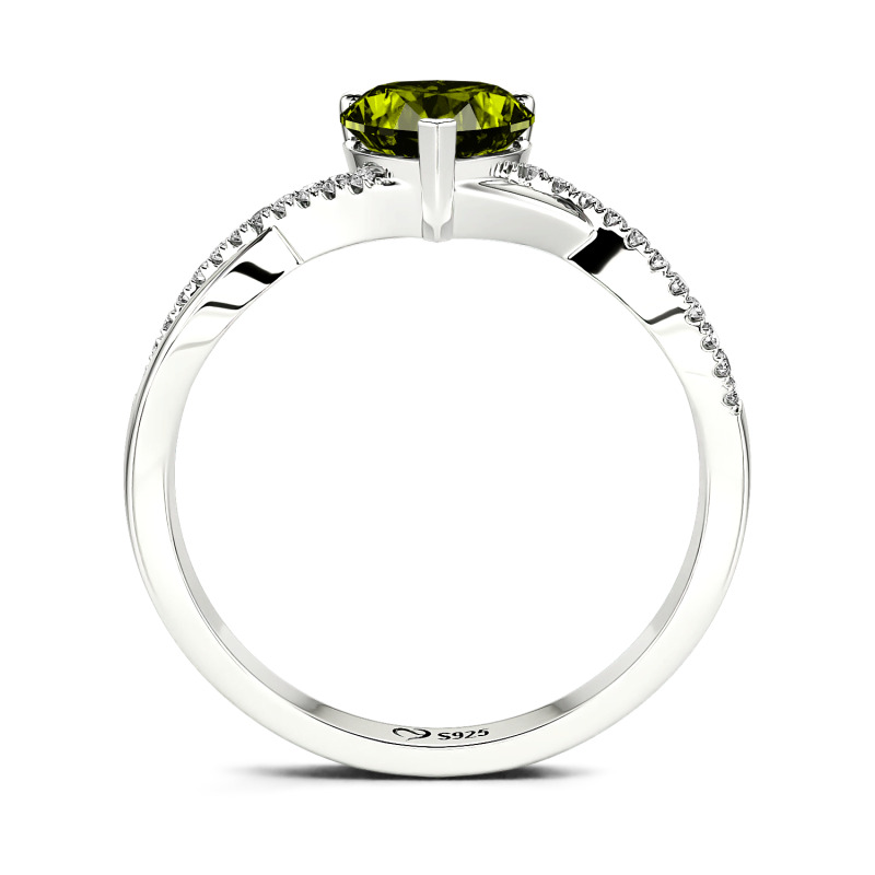 Jeulia Twist Heart Cut Sterling Silver Ring