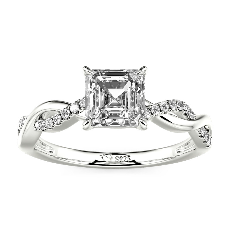 Jeulia Cool Custom Asscher Engagement Ring Twist Design