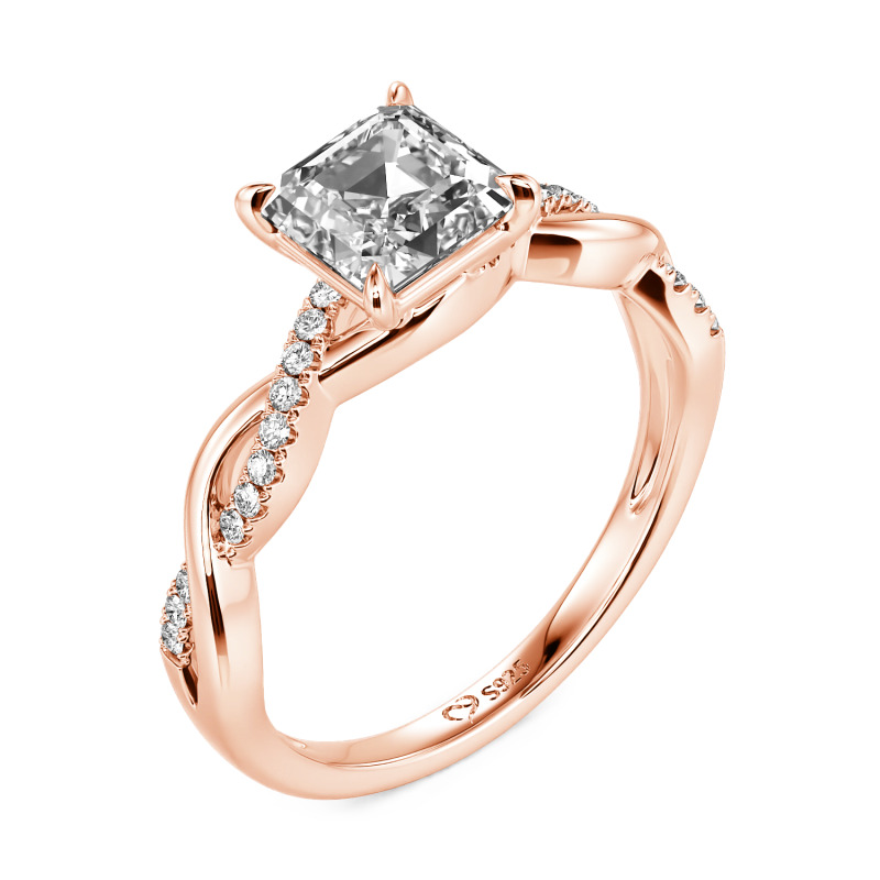 Jeulia Cool Custom Asscher Engagement Ring Twist Design