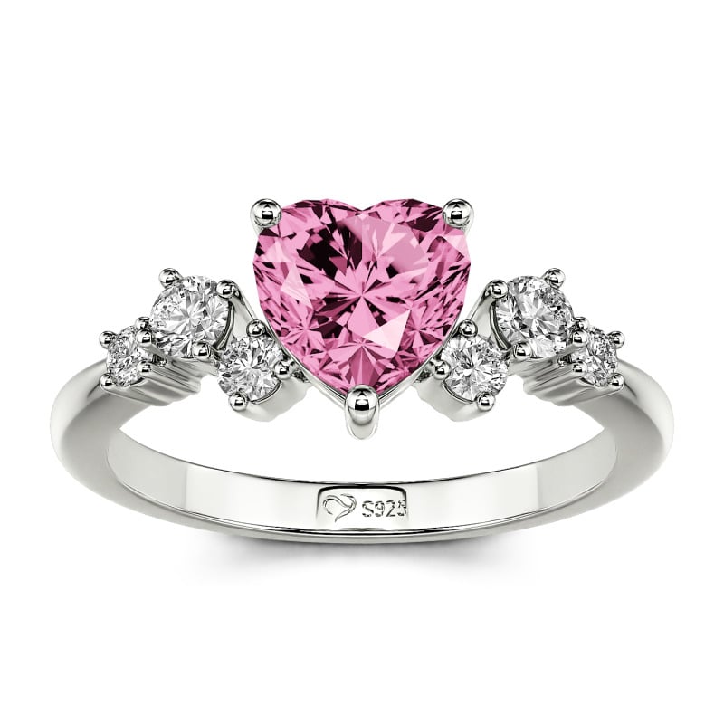 Jeulia Anillo Promesa Personalizado Mujer Diseño de Latido del Corazón de Plata de Ley