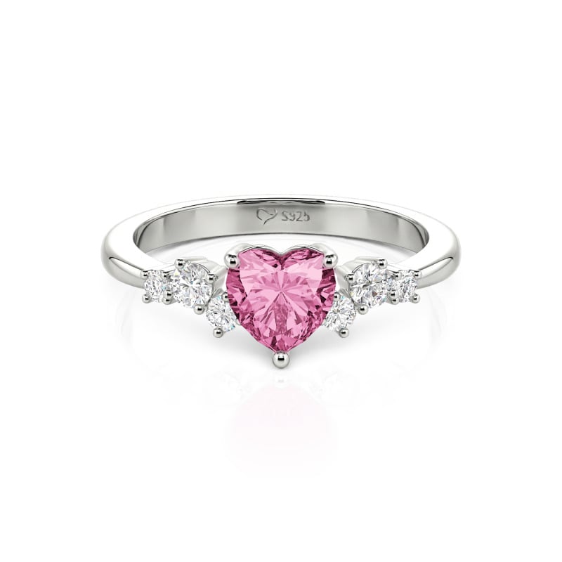 Jeulia Anillo Promesa Personalizado Mujer Diseño de Latido del Corazón de Plata de Ley