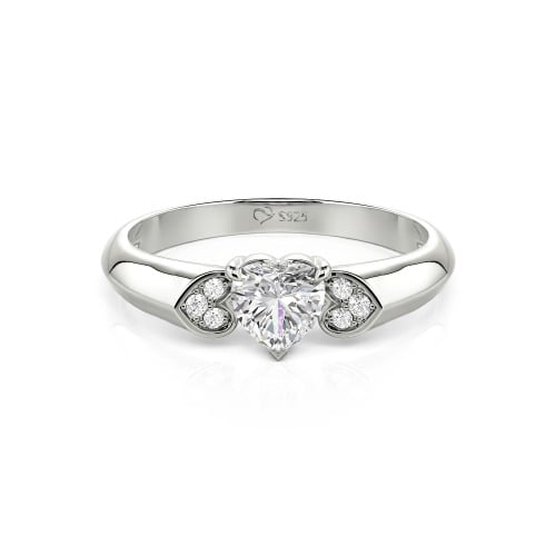 Jeulia Heart Cut Sterling Silver Engagement Ring