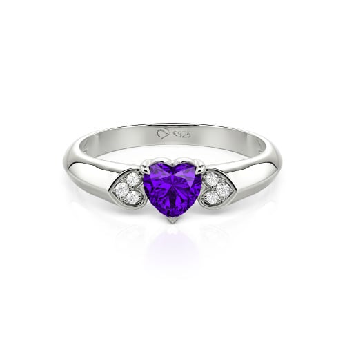 Jeulia Heart Cut Sterling Silver Engagement Ring