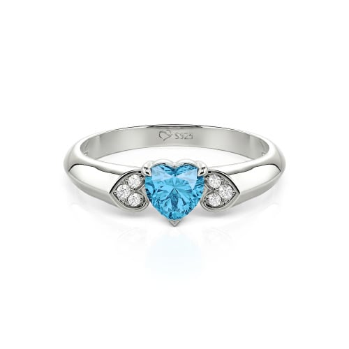 Jeulia Heart Cut Sterling Silver Engagement Ring