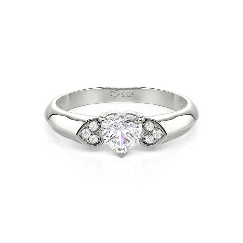 Jeulia Heart Cut Sterling Silver Engagement Ring