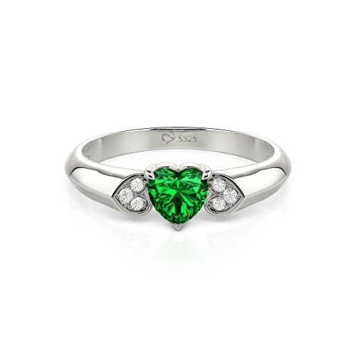 Jeulia Heart Cut Sterling Silver Engagement Ring