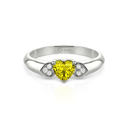 Jeulia Heart Cut Sterling Silver Engagement Ring