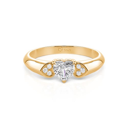Jeulia Heart Cut Sterling Silver Engagement Ring