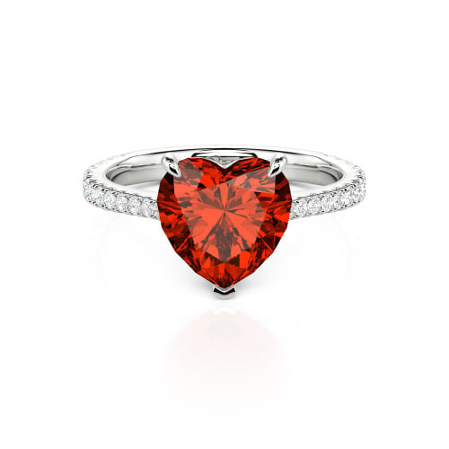 Jeulia Heart Cut Sterling Silver Engagement Ring