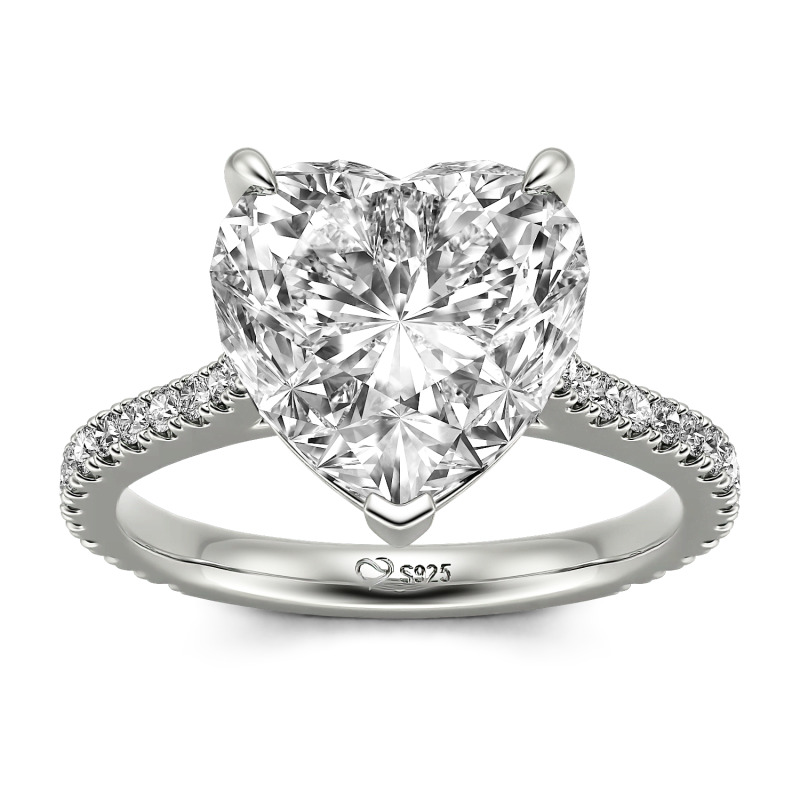 Jeulia Heart Cut Sterling Silver Engagement Ring