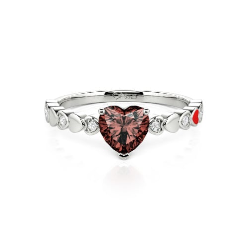 Jeulia Heart Shank Heart Cut Enamel Sterling Silver Engagement Ring