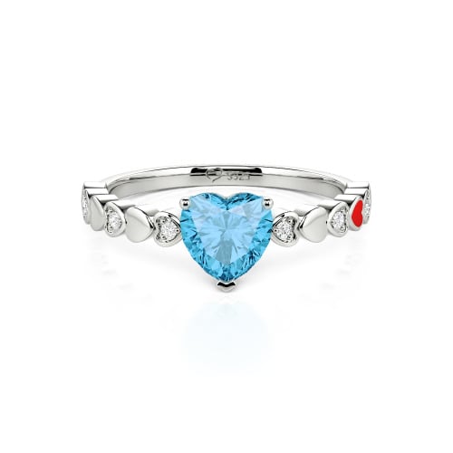 Jeulia Heart Shank Heart Cut Enamel Sterling Silver Engagement Ring