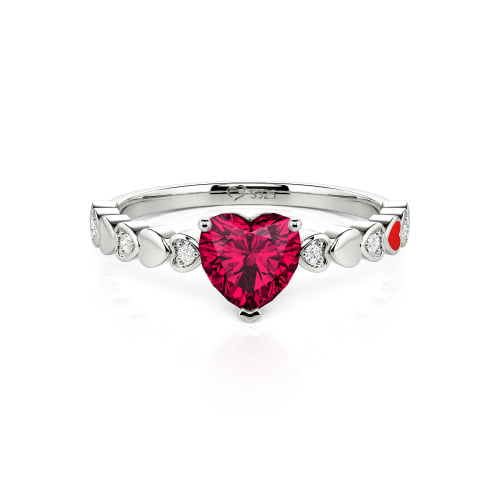 Jeulia Heart Shank Heart Cut Enamel Sterling Silver Engagement Ring