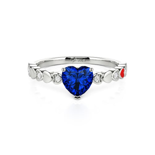 Jeulia Heart Shank Heart Cut Enamel Sterling Silver Engagement Ring