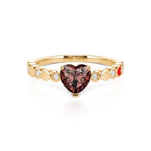 Jeulia Heart Shank Heart Cut Enamel Sterling Silver Engagement Ring