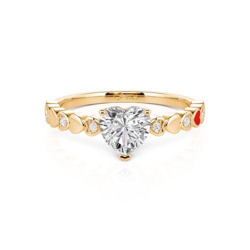Jeulia Heart Shank Heart Cut Enamel Sterling Silver Engagement Ring