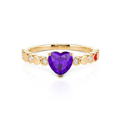 Jeulia Heart Shank Heart Cut Enamel Sterling Silver Engagement Ring