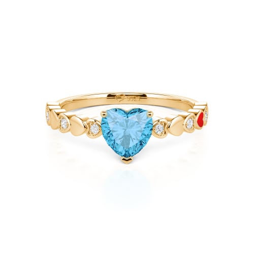 Jeulia Heart Shank Heart Cut Enamel Sterling Silver Engagement Ring