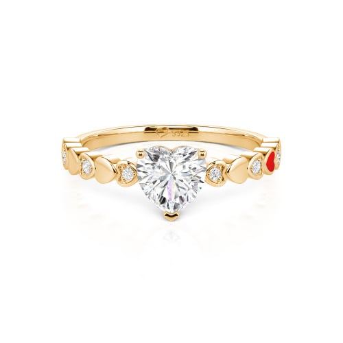 Jeulia Heart Shank Heart Cut Enamel Sterling Silver Engagement Ring
