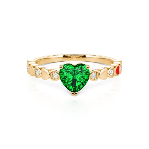 Jeulia Heart Shank Heart Cut Enamel Sterling Silver Engagement Ring