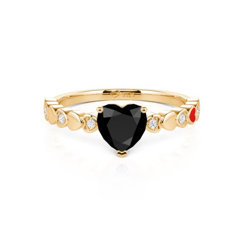 Jeulia Heart Shank Heart Cut Enamel Sterling Silver Engagement Ring