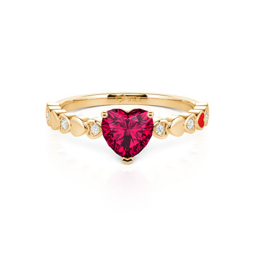 Jeulia Heart Shank Heart Cut Enamel Sterling Silver Engagement Ring