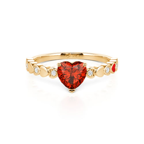 Jeulia Heart Shank Heart Cut Enamel Sterling Silver Engagement Ring