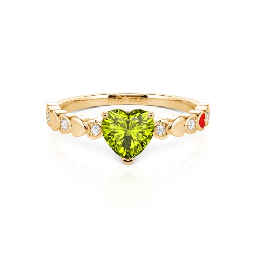 Jeulia Heart Shank Heart Cut Enamel Sterling Silver Engagement Ring