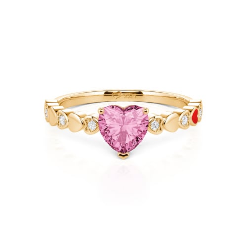 Jeulia Heart Shank Heart Cut Enamel Sterling Silver Engagement Ring