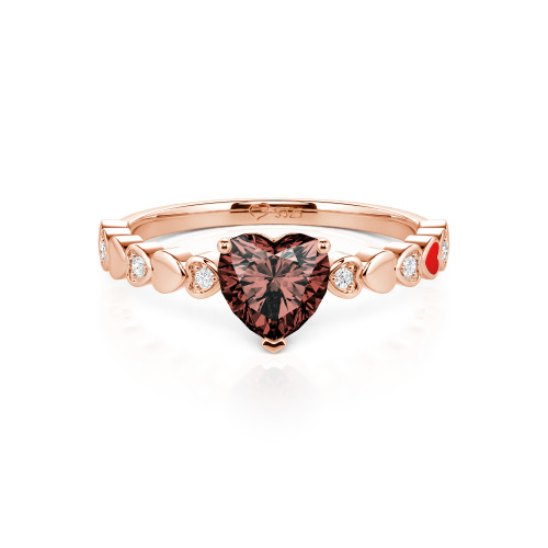 Jeulia Heart Shank Heart Cut Enamel Sterling Silver Engagement Ring