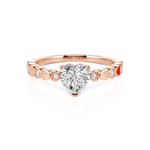 Jeulia Heart Shank Heart Cut Enamel Sterling Silver Engagement Ring