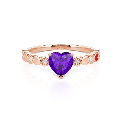 Jeulia Heart Shank Heart Cut Enamel Sterling Silver Engagement Ring