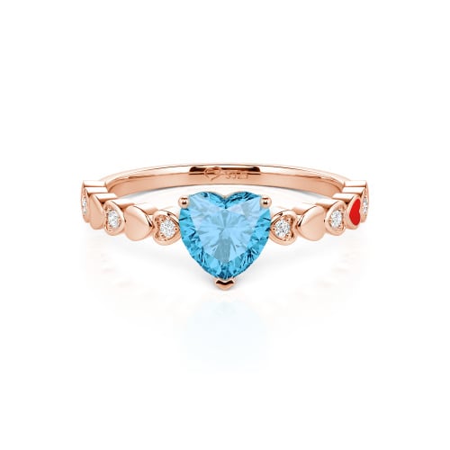 Jeulia Heart Shank Heart Cut Enamel Sterling Silver Engagement Ring