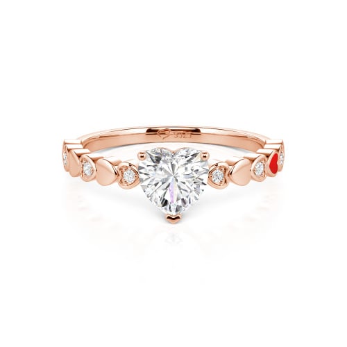 Jeulia Heart Shank Heart Cut Enamel Sterling Silver Engagement Ring