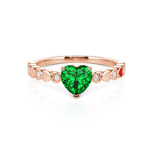 Jeulia Heart Shank Heart Cut Enamel Sterling Silver Engagement Ring