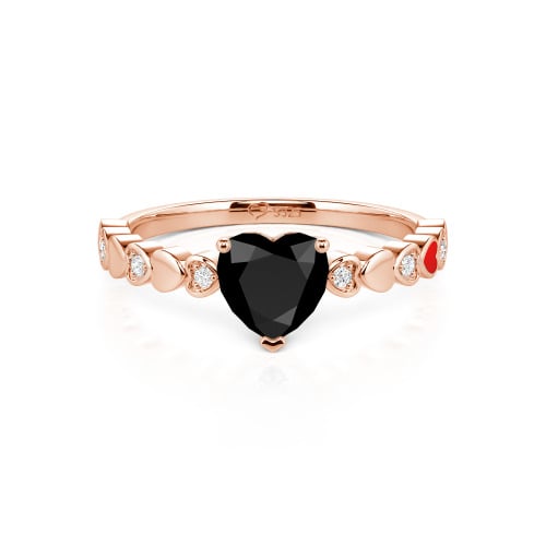 Jeulia Heart Shank Heart Cut Enamel Sterling Silver Engagement Ring