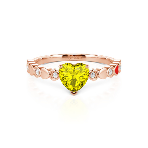 Jeulia Heart Shank Heart Cut Enamel Sterling Silver Engagement Ring