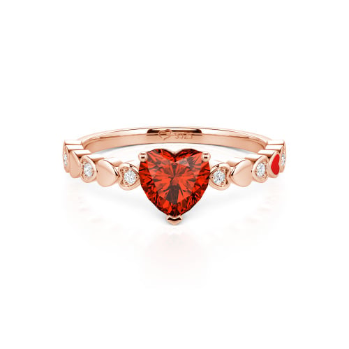 Jeulia Heart Shank Heart Cut Enamel Sterling Silver Engagement Ring