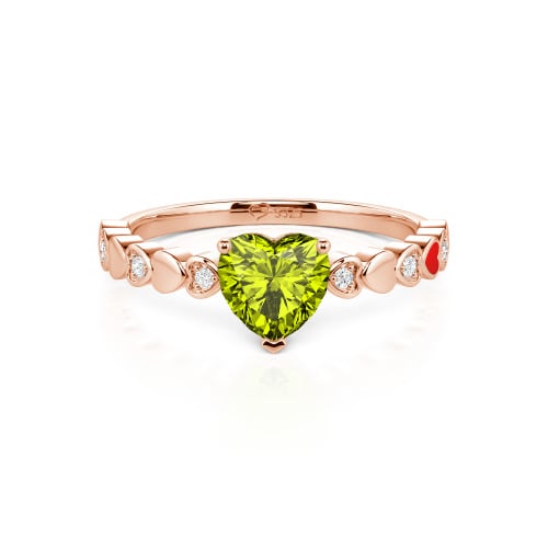 Jeulia Heart Shank Heart Cut Enamel Sterling Silver Engagement Ring